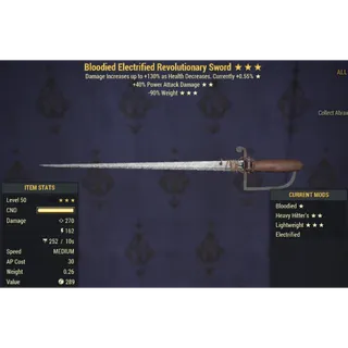 Bloodied / +40% PAD / -90% W Revolutionary Sword