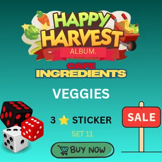 Veggies 3 star sticker monopoly go (cafe ingredients)