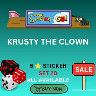 Krusty the clown 6 star sticker monopoly go