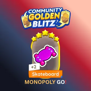 Skateboard 5 star sticker golden blitz monopoly go