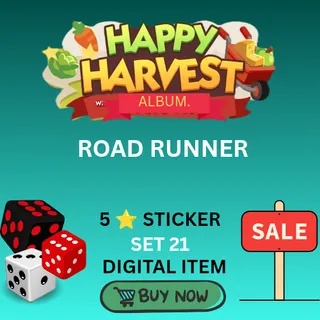 Road runner 5 star sticker monopoly go
