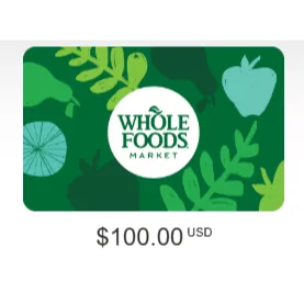 $100.00 USD Whole Foods