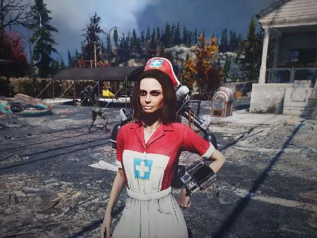 Red Asylum Dress + Hat - Fallout 76 - Gameflip