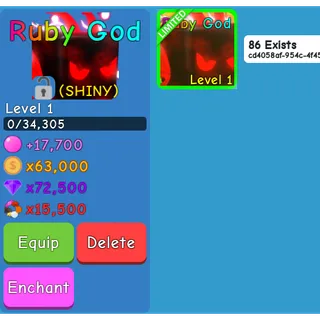 Shiny Ruby God - BGS / BUBBLE GUM SIMULATOR