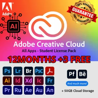 ADOBE CREATIVE CLOUD 12 MONTHS PLUS 3 MONTHS FREE