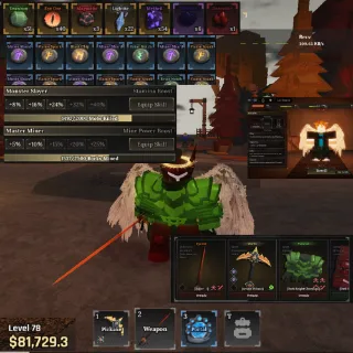 Account Lv78, race angel, 100k,lot of rare ore  (The forge roblox)