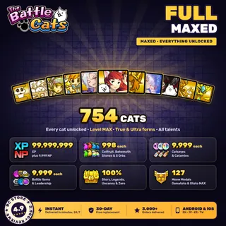 Full / maxed Battle Cats account [Android/iOS] [Global/EN]