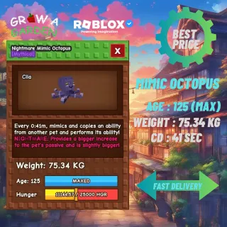 TITANIC NIGHTMARE MIMIC OCTOPUS AGE : 125 - WEIGHT : 75.34KG - CD : 41S