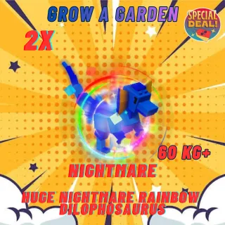 X2 HUGE NIGHTMARE RAINBOW DILOPHOSAURUS 60KG+