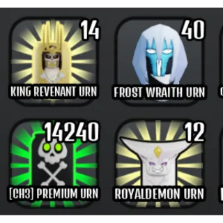 Roblox The House TD Huge Urn Bundle! Frost Wraith, King Revenant, Chapter 3, Royal Demon, Wicked and Two Face urns!