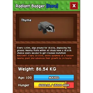 Titanic / Huge Badger (86kg) max age