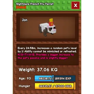 nightmare ferret 38 kg if max