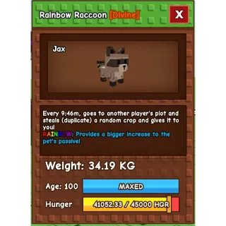 Rainbow raccoon (34.20 kg  max)