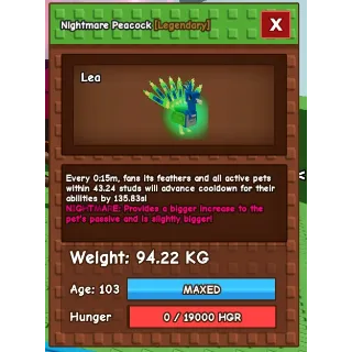 2  pieces 15 secs peacock + free ferret  (38kg)