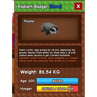 radiant  titanic / huge badger (86kg)