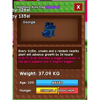 Nightmare Huge 15 secs echo frog (37kg) No toy