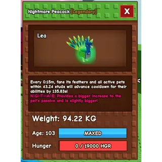 godly titanic peacock 94kg