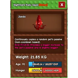 nightmare ruby squid(new divine pet) 