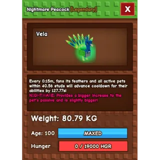 Nightmare Godly / titanic peacock (15 sec  peacock) 80kg max