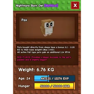 great size nightmare barn owl