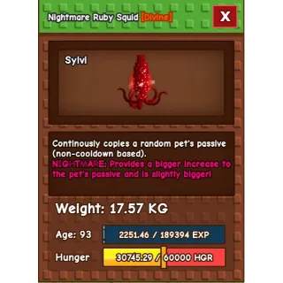 nightmare ruby squid(new divine pet)