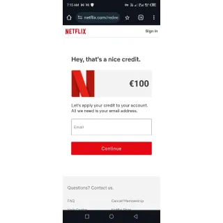 100 EUR Netflix Gift Card AUTO DELIVERY