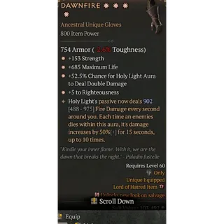 S12 4GA Dawnfire special affix High Roll Diablo 4 
