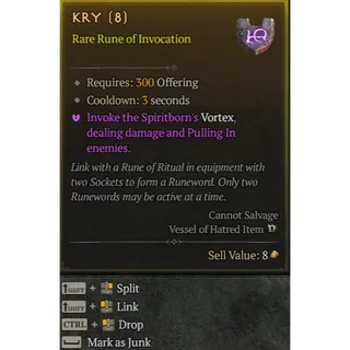 S11 Rune Kry x6 Diablo 4 D4