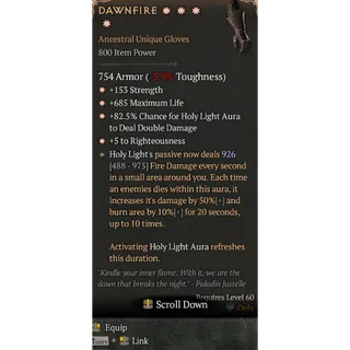 S12 4GA Dawnfire special affix High Roll Diablo 4 