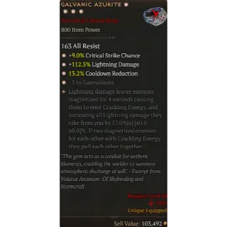 S11 4GA Galvanic azurite special affix high roll 57% Diablo 4