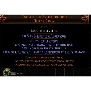 Path of Exile 2 Early Access Softcore Call of the Brotherhood Topaz Ring