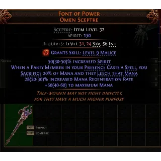 Path of Exile 2 Early Access Softcore Font Of Power Omen Sceptre