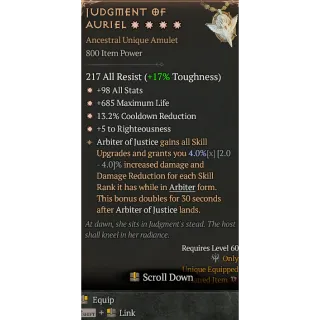 Diablo 4 S11 Judgment of Auriel 4GA special affix max roll 4%