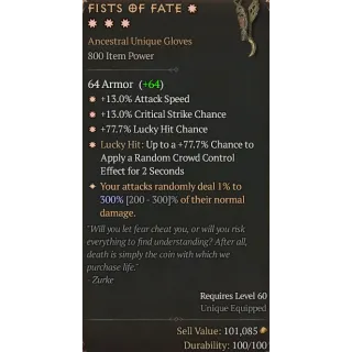 Season 6 800IP 4GA Fists of fate special affix max roll 300% Diablo 4