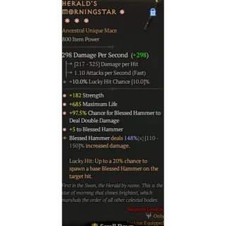 Diablo 4 S11 4GA Herald's Morningstar special affix High roll 148%