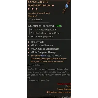 Diablo 4 S11 4GA Ramaladni's Magnum Opus special affix max roll 0.50%