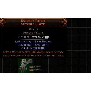 Path of Exile 2 Early Access Softcore Doedre's Tenure Stitched Gloves