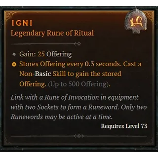 S13 Rune Igni x6 Diablo 4 D4