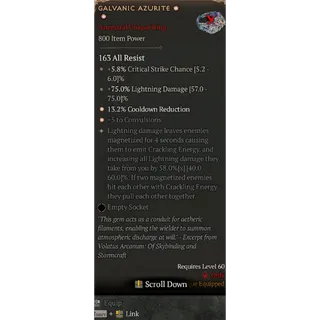 S12 2GA Galvanic azurite special affix high roll 58% Diablo 4