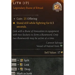 Lith Rune x12 Season 11 Diablo 4
