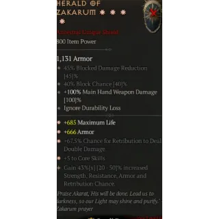 Diablo 4 S11 Herald of zakarum 4GA special affix 43%