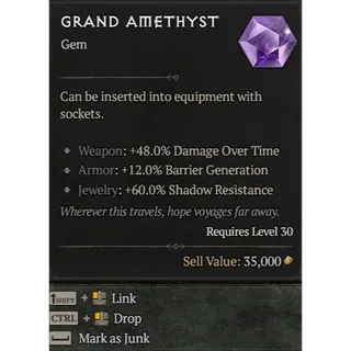 5x Grand Amethyst Diablo 4 S14