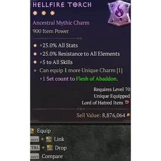 S15 3GA Warlock Hellfire Torch Mythic Charm For Flesh Of Abaddon