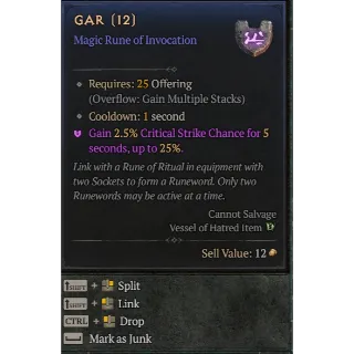 Season 7 rune Gar x3  Diablo 4