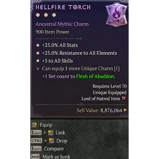 3GA Warlock Hellfire Torch Mythic Charm Diablo 4 Season 15 S15