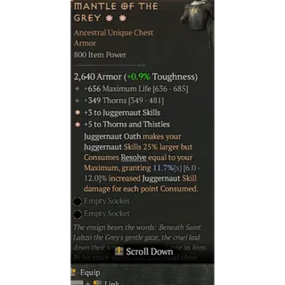Mantle of the Grey 2GA special affix High roll 11.7% Diablo 4 S12  