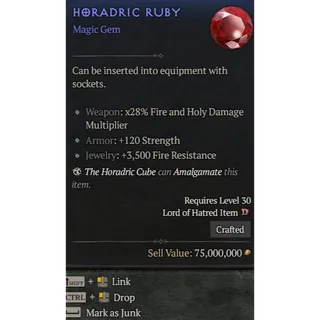 2x Horadric Ruby Gem Diablo 4 S14
