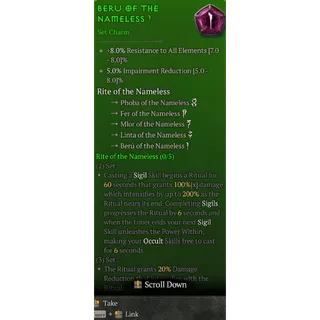 Set Charm Rite Of The Nameless Full set Diablo 4 S13 