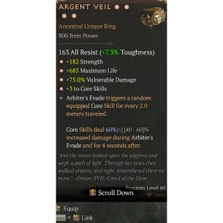 S11 4GA Argent Veil special affix max roll 60% Diablo 4 