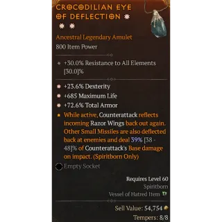 Season 6 3GA Legendary amulet 23.6% Dexterity 685 max life 72.6% Armor   Diablo 4